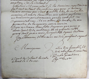 1777 capitaine de vaisseau De La Grandiere, augmentation de salaire