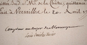 1779 Louis Stanislas Xavier (Louis XVIII) remboursement Régt. Dragons