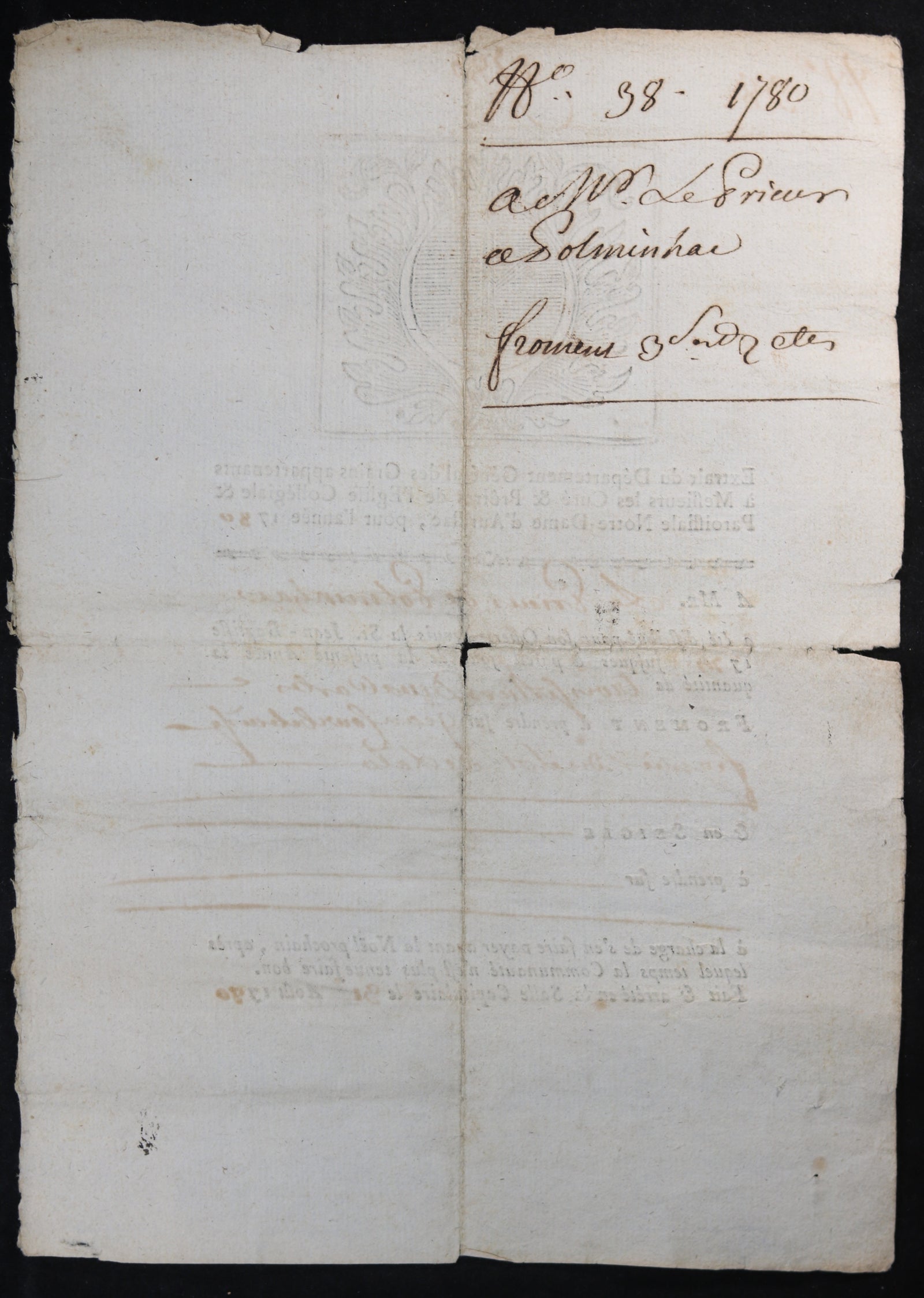 1780/84 distribution froment Prieur Polminhac (Cantal)