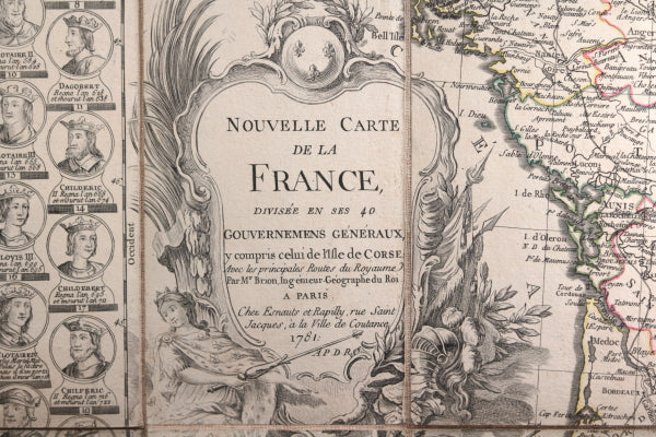1781 Brion de la Tour carte de France et ses 40 Gouvernements Généraux