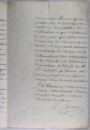 1784 Paris lettre contrôleur général De Calonne à De Flesselles (Lyon)