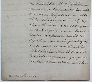 1784 Paris lettre contrôleur général De Calonne à De Flesselles (Lyon)