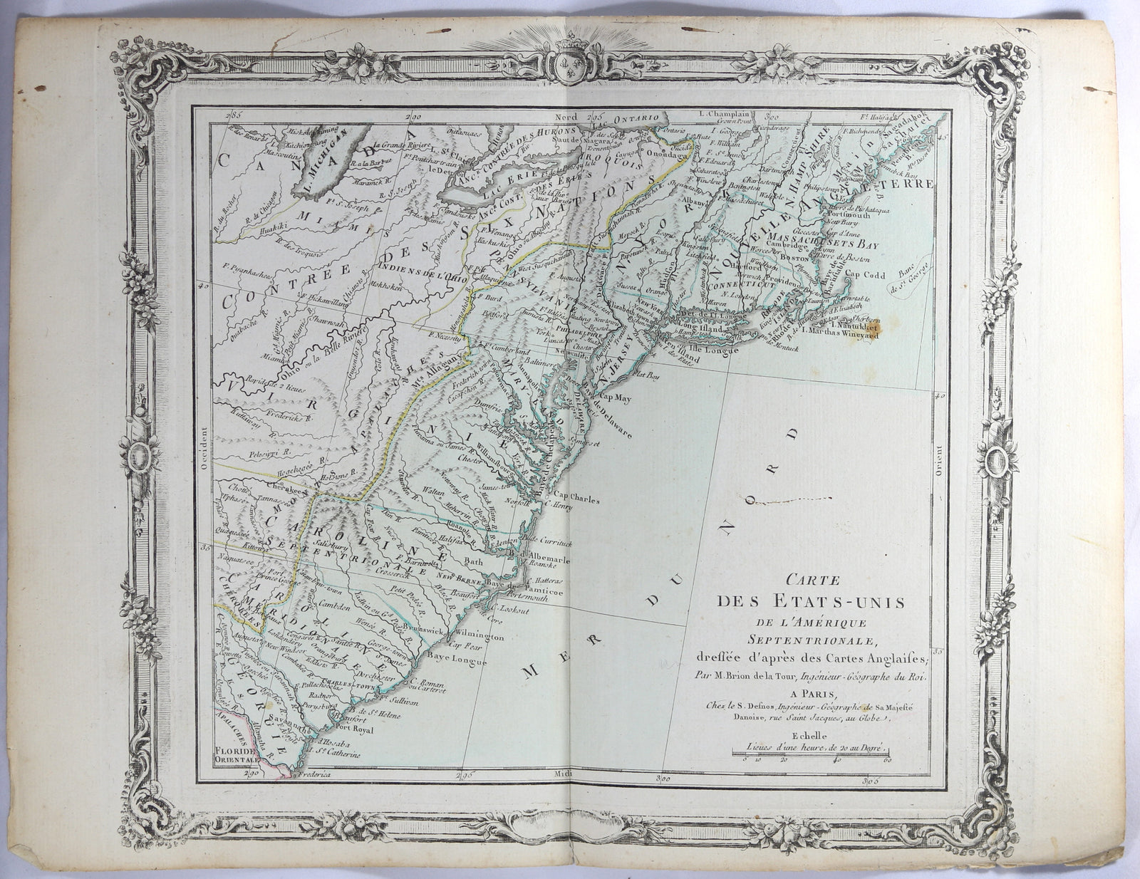 1785 Brion map of East Coast of United States