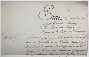 1786 Paris lettre Marquis de Montholon, Penthièvre Maréchal de Logis