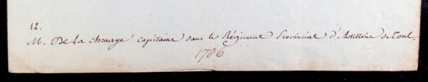 1786 Versailles, lettre de nomination militaire par le Maréchal de Ségur