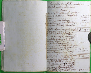 1787 Perpignan - livre de dépense manuscrit (Perruquier, Cordonnier et Blanchisserie)