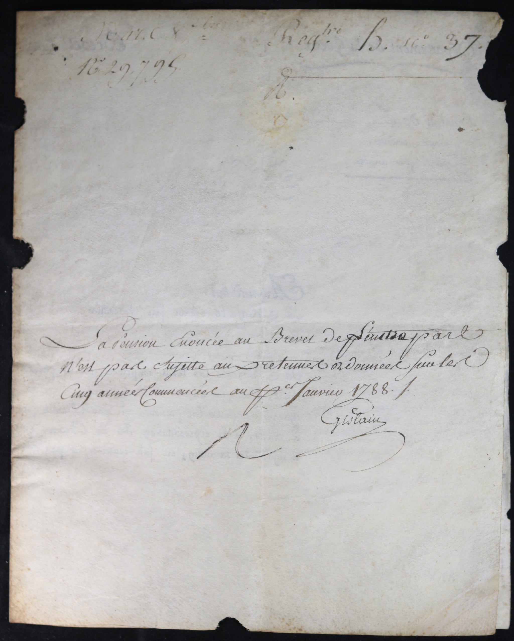 1787 pension pour Antoine d'Orlan de Polignac, signé Louis et Brienne