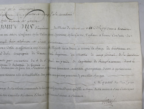 1788 charge Lieutenant en 2nd cavalerie, Louis XVI et comte de Brienne