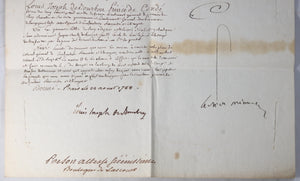 1788 promotion régiment Royal Marine, signé Louis-Prince Condé-Brienne