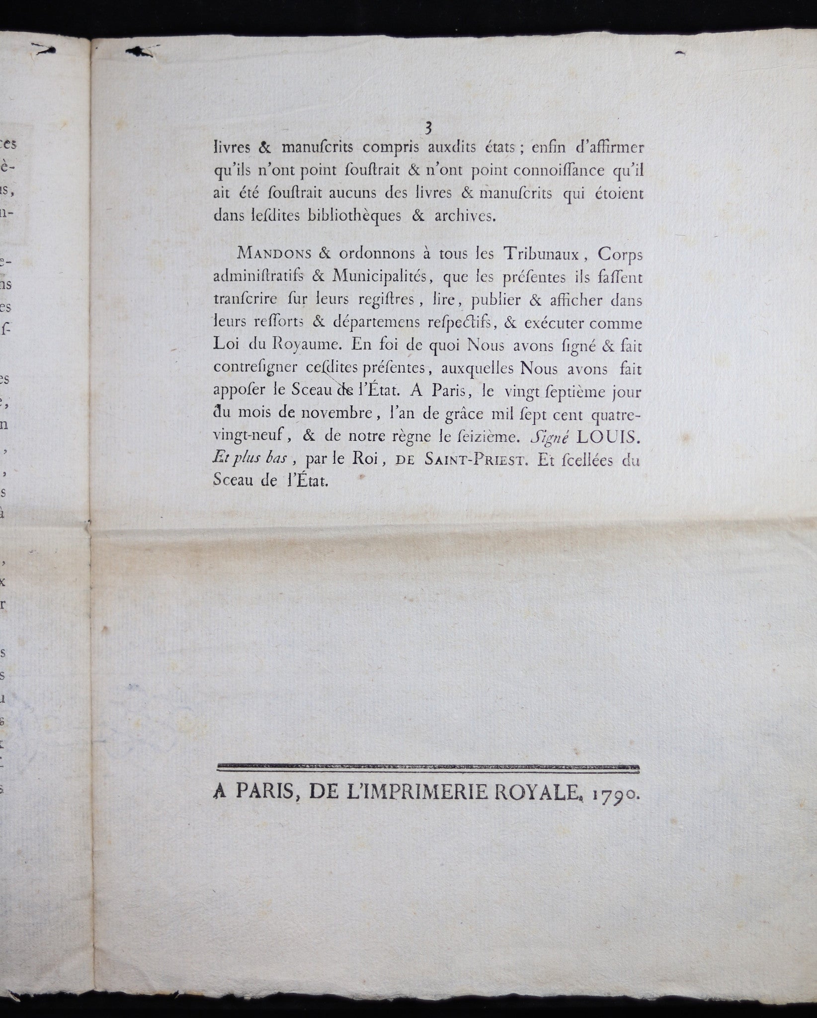1789 Lettres Patentes du Roi sur Biens Ecclésiastiques 1789 Lettres Patentes du Roi sur Biens Ecclésiastiques