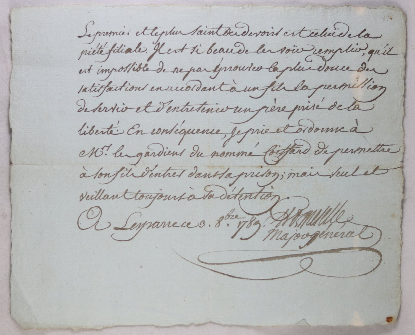 1789 permission pour fils, son père en prison (Gironde)