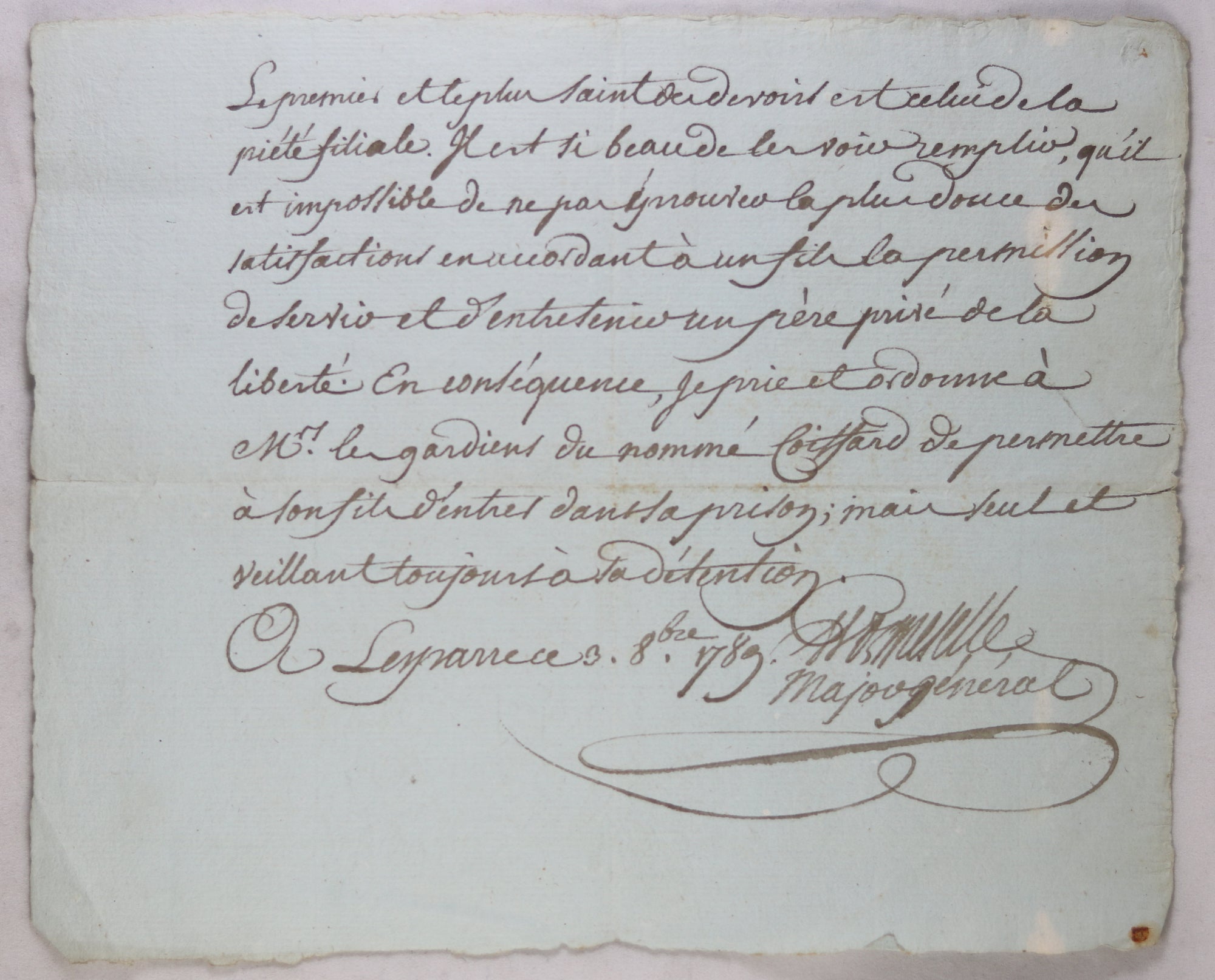 1789 permission pour fils, son père en prison (Gironde)