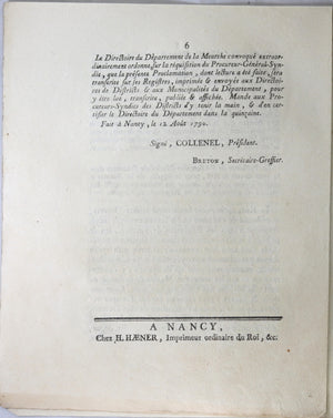 1790 Proclamation du Roi, discipline dans Corps de Troupes réglées
