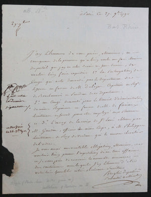 1790 lettre Charles Louis Victor prince de Broglie Assemblée nationale