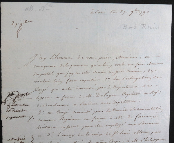 1790 lettre Charles Louis Victor prince de Broglie Assemblée nationale