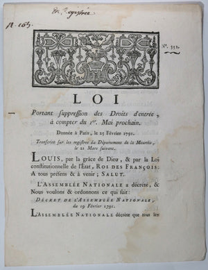 1791 France Paris Révolution 3 Lois, une proclamation Louis XVI