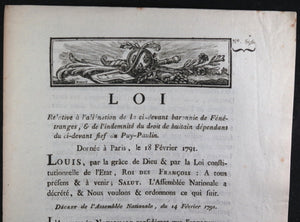 1791 Paris Loi alienation de la ci-devant baronnie de Fénétranges
