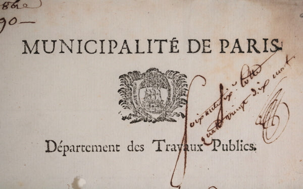 1791 Paris, Dépt. des Travaux Publics nettoiement de la ville (boues)