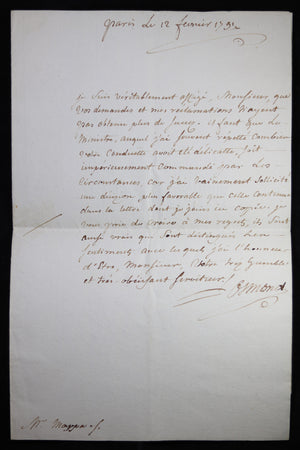 1791 Paris  – Lettre d'Osmond Comte de Boitron à M. Mappa