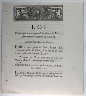 1791 Révolution, deux Lois sur droits de Traites (Chaumont)