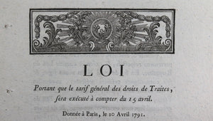 1791 Révolution, deux Lois sur droits de Traites (Chaumont)