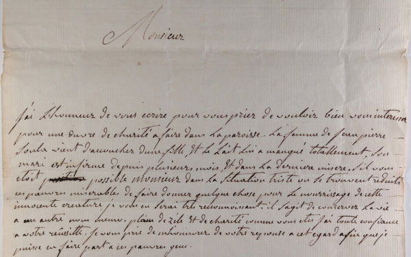 1791 demande par vicaire de l’Ariège, aide à une famille en détresse