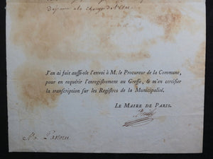 1791 lettre du maire de Paris Bailly à Pastoret procureur syndic