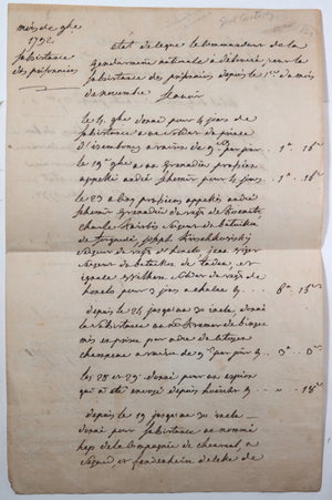 1792 Mayence subsistance prisonnniers, signé Gnl Custine, commissaires