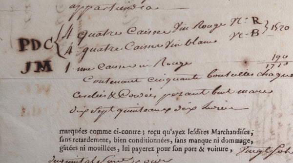 1792 Toulouse à Agde, transport par barque de vins rouges et blancs