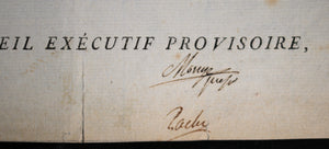1792 lettre signé Pache et Monge; Aubernon pour commissaire de guerres