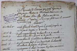 1792 mémoire d’ouvrages faites dans une maison à Bordeaux
