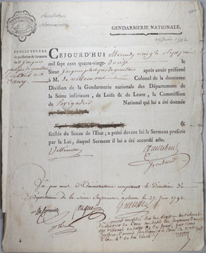 1792 prestation de serment, Gendarmerie Nationale Seine Inférieure