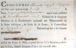 1792 prestation de serment, Gendarmerie Nationale Seine Inférieure