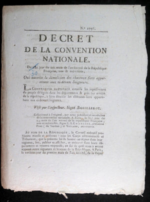 1793 France décret Convention démolition des châteaux-forts
