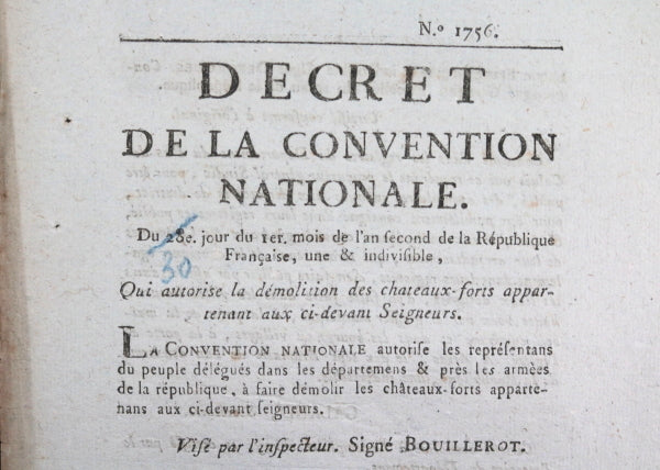 1793 France décret Convention démolition des châteaux-forts