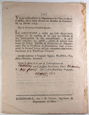 1793 France décret relatif vente meubles provenant Liste civile, Émigrés