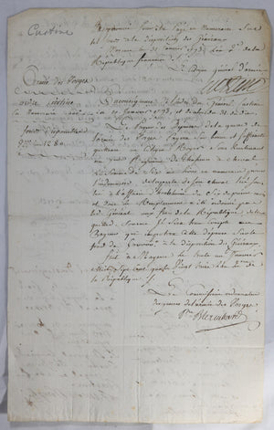 1793 7e Regiment Chasseurs à Cheval, signé générals Custine et Wimpffen