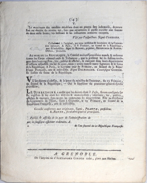 1793 décrets restes de Marat au Panthéon, pertes par invasion