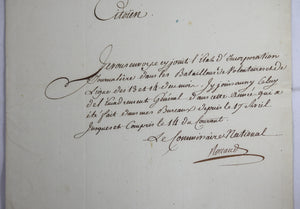 1793 lettre commissaire National au Général Custine (GUILLOTINÉ)