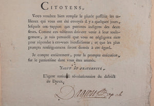 1794 Dreux (Eure-et-Loir), circulaire sur les patriotes indigens