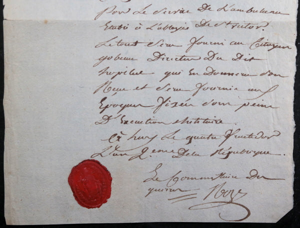 1794 Huy Belgique requisition Armée Sambre et Meuse hôpital St. Victor