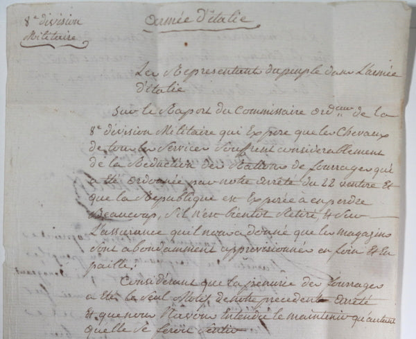 1794 Marseilles fourrage des chevaux de service de l’Armée d’Italie