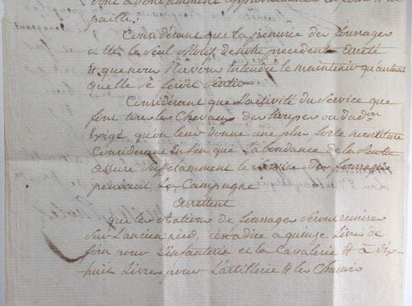 1794 Marseilles fourrage des chevaux de service de l’Armée d’Italie