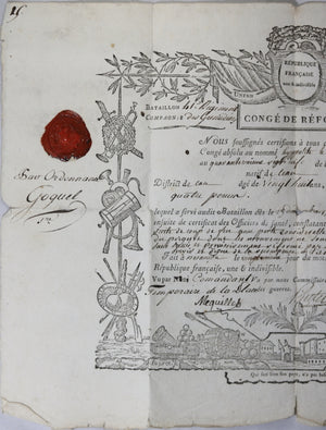 1794 Congé de Réforme à Besançon, grenadier estropié du 41e régiment