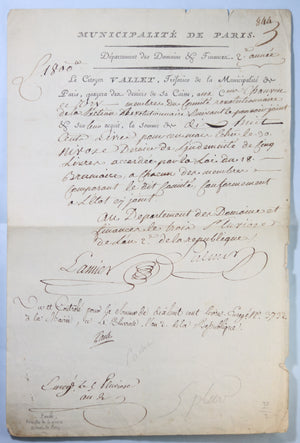 1794 Paris document signé par maire Pache, paiement membres Section