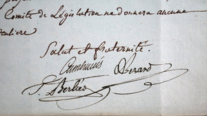 1794 Paris  lettre du Comité de Legislation au Dépt. Haut-Rhin