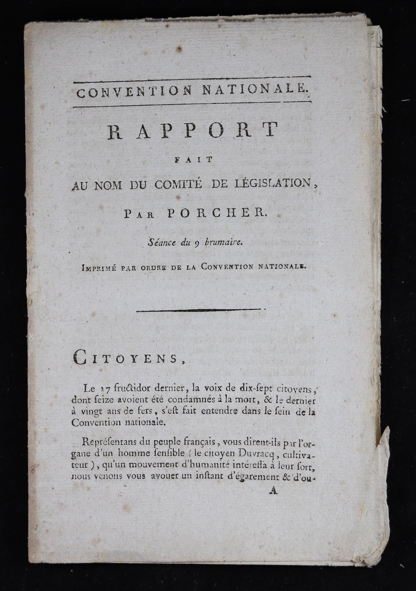 1794 Rapport par Porcher sur jugement du tribunal criminal de l'Eure