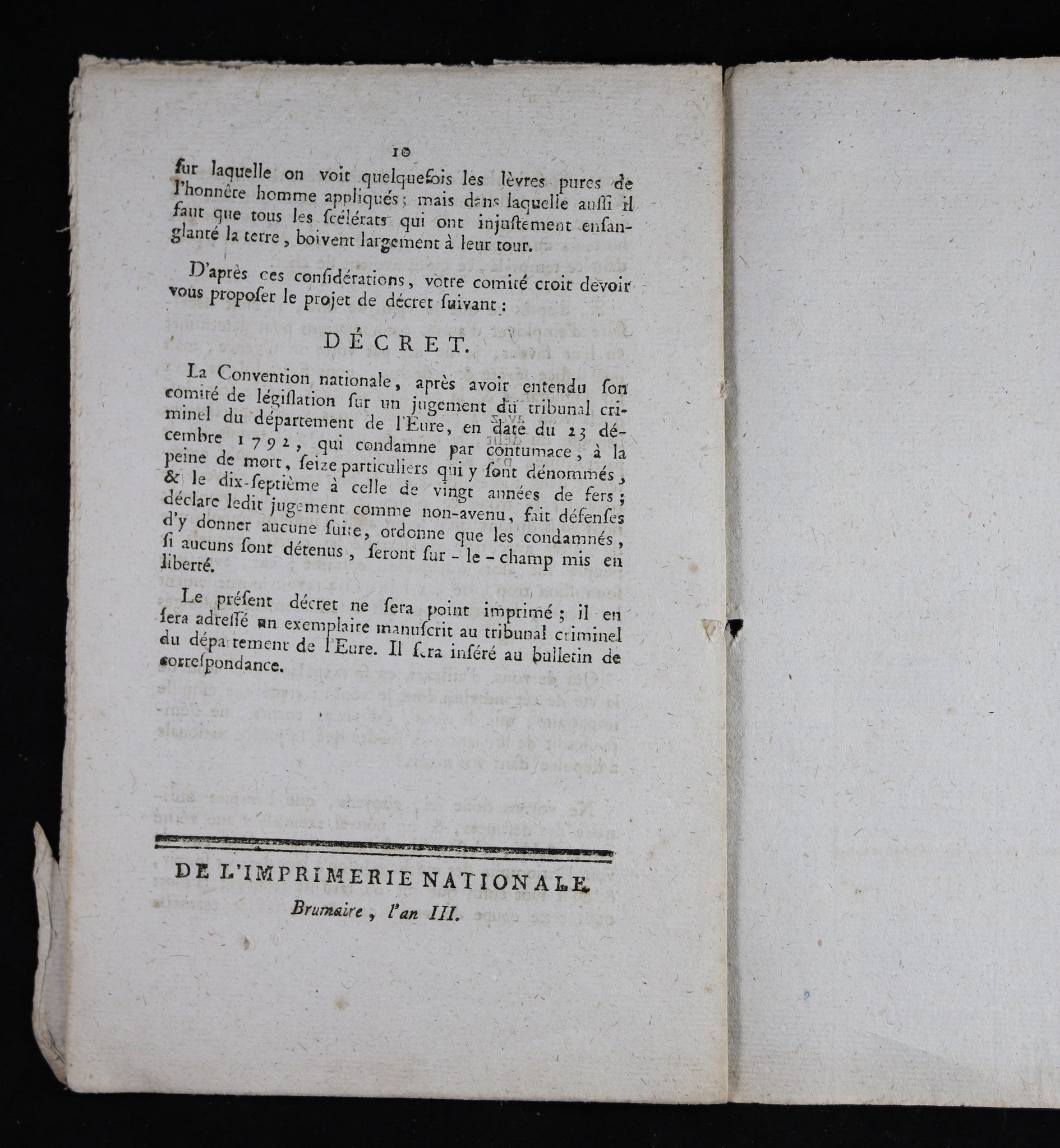 1794 Rapport par Porcher sur jugement du tribunal criminal de l'Eure