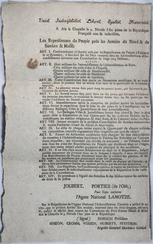 1794 Représentants de Peuple auprès Armées - levé de contributions 