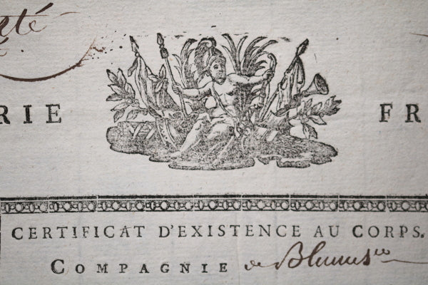 1794 Vendée, certificat présence au 2e Bataillon 62e Régiment de Ligne